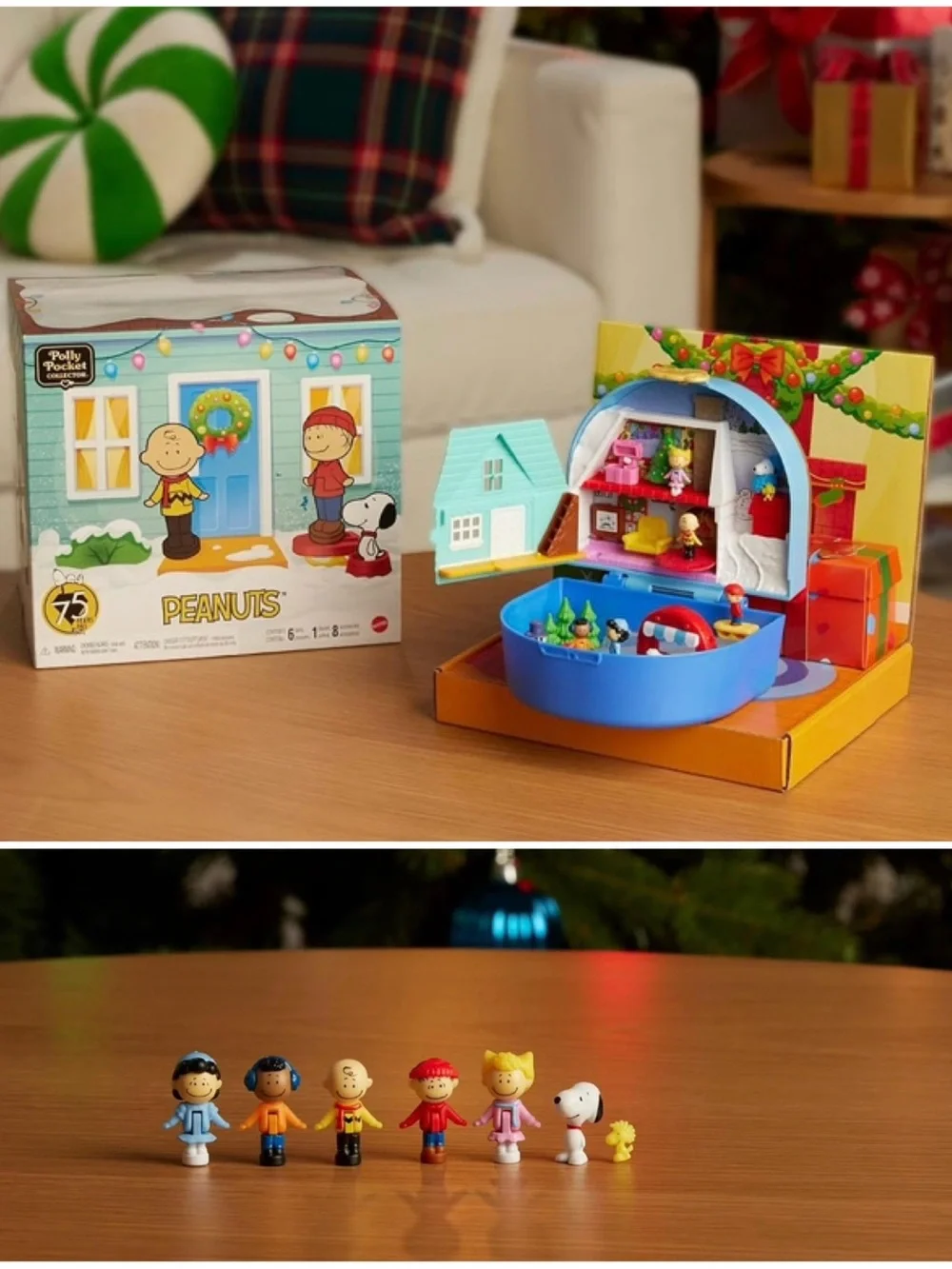 Polly Pocket x Peanuts Collector Compact Toy for Christmas with 6 Dolls *NEW*